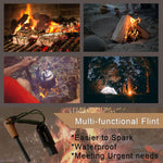 Fire Starter for Campfires, Flint and Steel Fire Starter Kit, Ferro Rod Survival Kit, Fast Fire Stick with Survival Whistle, Regular Size
