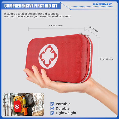 Mini Travel First Aid Kit, Emergency Kit with 201PCS First Aid Supplies and Waterproof Compact Bag, Survival Medical Kit for Home Car Office Camping Hiking | PrepWiseGear
