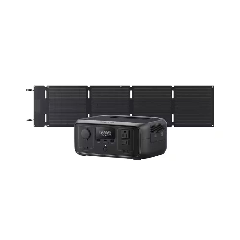 245Wh River 3 Power Station with 60W Solar Panel, 300W Output/Surge 600W, LFP Power Station, Home Backup, Camping