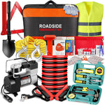 Car Emergency Kit with Air Compressor,Roadside Emergency Car Kit for Vehicles Auto Truck with Jumper Cables,Winter Car Safety Kit with Folding Shovel Car Repair Tool Set First Aid Kit Blanket Tow Rope