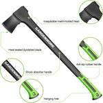 Wood Splitting Axe,32"Chopping Axe for Heavy Duty Woood Cutting,Axe for Chopping Wood, Shock Absorber Handle and anti Slip Grip,Forged Steel Blade with Protective Cover and Non Slip Gloves
