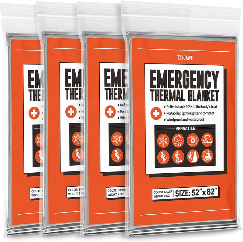 Emergency Thermal Blankets,4 Pack,Space Mylar Blanket Survival Kit