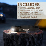 Jeep HM-2100 Headlamp Rechargeable, Hybrid Power Source Head Lamp, IPX4 Water-Resistant, Bright Rechargeable Headlamp, USB-C Cable Included
