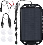Car Battery Trickle Charger & Maintainer 12Volt 8W Solar Panel Power Charger Kit Portable Waterproof for Automotive RV Marine Boat Truck Motorcycle Trailer Tractor Powersports Snowmobile