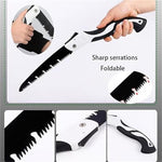 Folding Saw, 9.8 Inch Carbon Steel Blade, Manual Pruning Saw for Camping, Gardening, Survival, 21 Inch Total Length