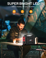 Portable Power Station Bank 146Wh 200W Peak(100W Rated), Solar Powered Power Bank with AC Outlet 110V for Camping, Solar Charger Power Bank Battery Pack 39600Mah for Home Outdoor Emergency