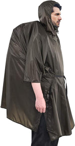 Hooded Rain Poncho, Silnylon Rain Coat Versatile Survival Shelter Waterproof Breathable Lightweight Poncho