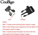 10Pack 3/4" (19Mm) Fire Starter Survival Whistle Buckle Flint Scraper for Paracord Bracelet Key Lanyard Ourdoor Hiking Camping Backpack Bag Pets Collar DIY Travel Kits