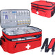 First Aid Bag Empty Large 2 Layer Medical Bag with Shoulder Strap 16”X 9½” X 7” Medicine Organizer Box Travel First Aid Kit Emergency Supplies Storage Bag for Car, Home, Office, Outdoor (Red)