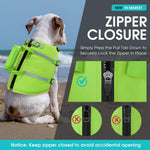 Dog Life Jacket,Dog Life Vest for Swimming,Xs Dog Swim Vest,Lightweigth Adjustable Reflective Puppy Pet Float Life Preserver Vest with Back Zip,Rescue Handle,Metal Hook (Green XS)