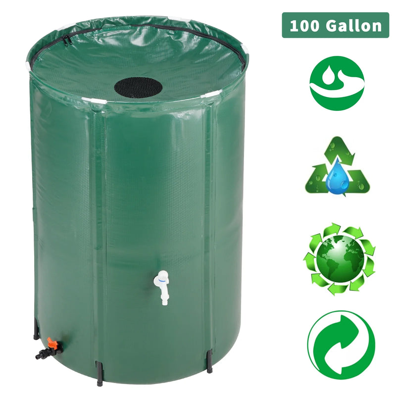 100 Gallon Collapsible Rain Barrel, Portable Water Storage Tank