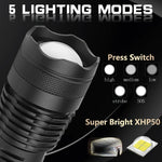 Super-Bright 90000LM LED Tactical Flashlight with Rechargeable Battery
