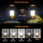 Rechargeable LED Camping Lantern with Power Bank Function, 1000 Lumens Camping Lights, 5 Lighting Modes, Ideal for Power Outages, Emergencies, Hurricane, Home and More