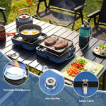Camping Stove,2 Burner Propane Camping Stove with Windscreen,30,000 BTU Portable Propane Stove with Carry Bag,Outdoor Cooking Stove Set for Camping Gear,Rv Essentials,Camp Gifts for Man,Blue