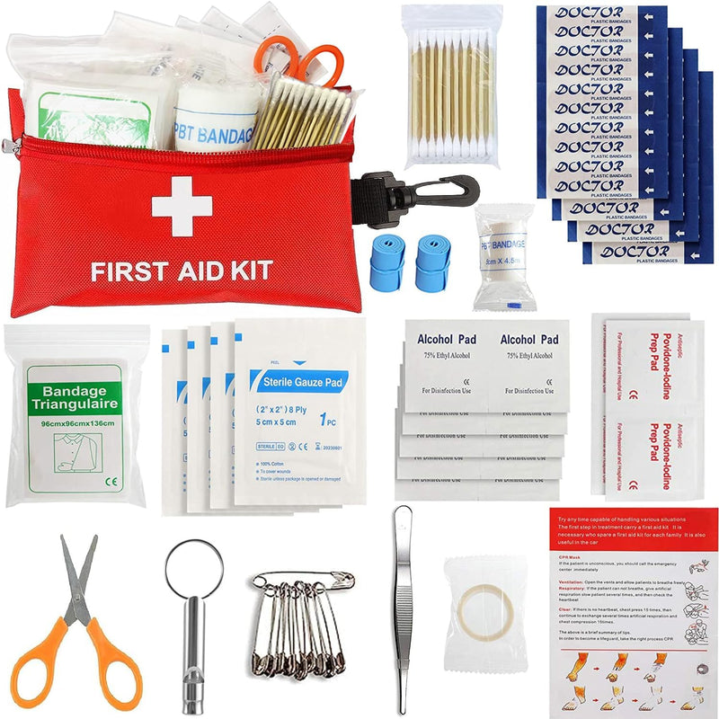Small First Aid Kit -98 Piece First Aid Kit, Small Travel First Aid Kit Treat and Protect Most Injuries,Mini First Aid Kit Ready for Emergency at Home, Outdoors, Car, Camping, Workplace, Hiking.