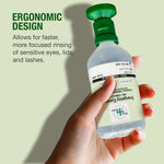 Sterile Saline Eyewash Solution 2-Pack - 500 Ml (16.9 Fl Oz) Bottles + Ergonomic Cup - Emergency Eye Station Refill for Flushing & Irrigating Eyes, 8.5" H, 3" W, 3" L, by Plum