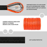 1/4''X 50Ft 10000Lbs Synthetic Winch Rope Winch Rope Cable for Winches SUV ATV UTV Vehicle Boat Car (Orange)