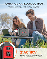 Portable Power Station Bank 146Wh 200W Peak(100W Rated), Solar Powered Power Bank with AC Outlet 110V for Camping, Solar Charger Power Bank Battery Pack 39600Mah for Home Outdoor Emergency