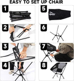 Camping Backpack - Aviation Aluminum Table Frame + 2 Folding Camping Chairs,+ Convertible Backpack Tabletop, Quick Setup&Portable,Camping Gear,Gifts for Camping, Picnic, Beach (Black)