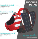 Dog Life Jacket for Large Dogs, Adjustable Dog Life Vest for Swimming & Boating, High Buoyancy Pet Lifesaver Preserver for Water Safety, Floating Vest for Large Breeds (Usaflag, XXL)