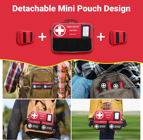 520 Piece Large First Aid Kit – Emergency Survival Kit for Car, Home, Camping, and Travel – Compact Medical Kit for Roadside Emergencies, Outdoor Adventures, and Everyday Safety | PrepWiseGear