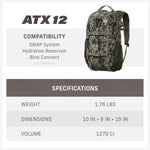 ATX 12 Hunting Pack - All-Terrain Xtreme Tactical Backpack, Lightweight, Water Resistant, Approach OG