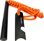 Flint and Steel Fire Starter Kit Survivor, 3/8" 1/2 Inch Ferro Rods and Magnesium Rods with Paracord Handle