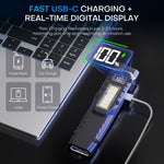 EDC Tactical Rechargeable Flashlight,Dual-Switches LED Flashlight with Digital Display,8 Modes , Camping,And Emergency Use