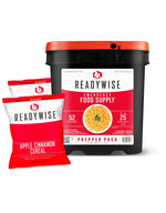 Prepper Pack Bucket - 52 Servings Emergency Food Supply, Survival Kit, Protein Meals, Dehydrated & Freeze Dried Food, Ready to Eat Camping Essentials, up to 25 Year Shelf Stable Life