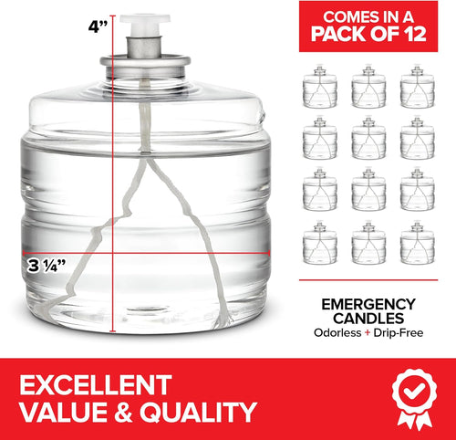 100 Hour Candles Pack of 12 Long Burning Emergency for Power Outages Storm Preparedness and Camping Liquid Fuel for Survival Supplies