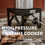 Gasone Propane Single Gas Burner 200,000BTU Heavy Duty - 0-20 PSI Adjustable Regulator and Hose Camp