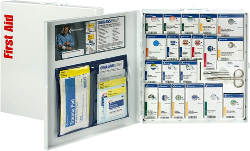 746000 Smartcompliance 50-Person ANSI A+ and OSHA Compliant First Aid Kit for Business, Large Metal First Aid Cabinet with Medications, 241 Pieces