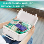 120 Pieces Hardcase First Aid Kit - First Aid Box Includes Instant Cold Pack, Emergency Blanket for Travel, Home, Office, Vehicle, Camping, Workplace & Outdoor