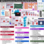 Large First Aid Kit for Business- Plastic Wall Mounted First Aid Box,Hard Case First Aid Kit, Emergency Kit for Car,Home,Offices - 408 Piece