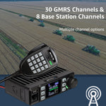 RA25 GMRS Mobile Radio, Long Range GMRS Radio Mobile Transceiver, 8 Repeater Channel Base Station, Emergency Alarm FM Radio, Mobile Two Way Radio for Farm Overlanding
