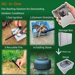 Survival Fire Starter Kit - Ferro Rod & Magnesium Fire Starter Compact Solo Stove with Flint and Steel to Firestarter Fireplace Pit for Outdoor Camping Bushcraft Hiking Emergency Gadgets