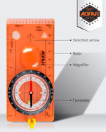 Orienteering Compass for Kids, Lightweight and Portable, Survival Compass for Navigation, Backpacking, Camping, Hiking, and Hunting