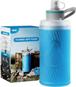 700Ml Collapsible Water Filter Bottle,Squeeze Water Filtered Bottle，Bpa-Free, Ultra Light Emergency Survival Water Filter，Perfect for Hiking, Backpacking, Camping