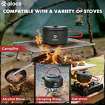 Camping Cookware Set Camping Gear, Compact Camping Pots and Pans Set, Durable Hard Alumina Camping Cooking Set for Outdoor Backpacking Camping Hiking Picnic, Included Mesh Carry Bag