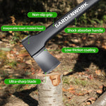 Wood Splitting Axe,32"Chopping Axe for Heavy Duty Woood Cutting,Axe for Chopping Wood, Shock Absorber Handle and anti Slip Grip,Forged Steel Blade with Protective Cover and Non Slip Gloves