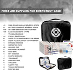300Piece Travel First Aid Emergency Kit Home Essentials Hiking Survival Essential Kit for Outdoor Adventure Mini First Aid Kit for Backpack, Black
