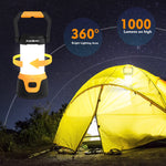 Rechargeable LED Camping Lantern with Power Bank Function, 1000 Lumens Camping Lights, 5 Lighting Modes, Ideal for Power Outages, Emergencies, Hurricane, Home and More