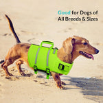 Dog Life Jacket,Dog Life Vest for Swimming,Xs Dog Swim Vest,Lightweigth Adjustable Reflective Puppy Pet Float Life Preserver Vest with Back Zip,Rescue Handle,Metal Hook (Green XS)