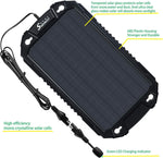 Car Battery Trickle Charger & Maintainer 12Volt 8W Solar Panel Power Charger Kit Portable Waterproof for Automotive RV Marine Boat Truck Motorcycle Trailer Tractor Powersports Snowmobile
