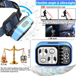 LED Rechargeable Headlamp with LCD Display, Ultra-Light 3 Colors Headlamp with Motion Sensor, White Red Warm Light, 1.7Oz 5 Modes Waterproof Headlights for Outdoor Camping Hiking Emergency