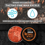 Tactiko Camping Fire Starter – Waterproof Survival Fire Starter for Wet Wood & Emergency Kits – 5 Minute Burn Time, 50 Uses, 60G – Lightweight Campfire Accessory for Hiking & Backpacking