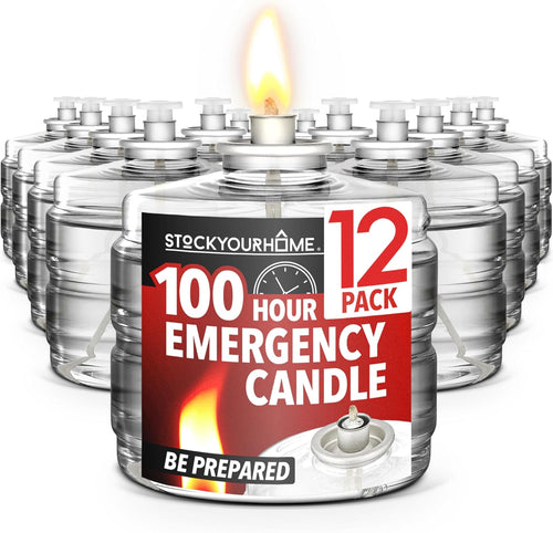100 Hour Candles Pack of 12 Long Burning Emergency for Power Outages Storm Preparedness and Camping Liquid Fuel for Survival Supplies