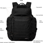 52L 1050D Airplane Approved Tactical Travel Backpack, Black | 17 Inch Gaming Laptop Compartment, Heavy Duty MOLLE 72 Hour Bug Out Bag, External Expandable Pocket