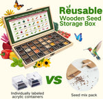 Lush&Dew Year-Round USDA Zone 7 Seed Bank, Gift for Mom Dad, 32 Varieties Non-Gmo Heirloom Seeds of Vegetables Flowers, Gardening Gifts for Women Men, Survival Kit for Raised Garden Bed Greenhouse