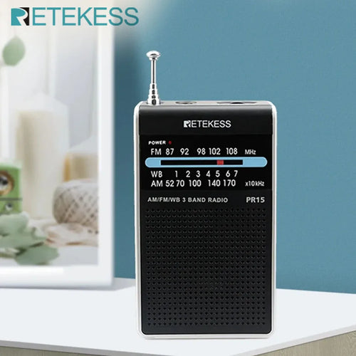 PR15 FM AM NOAA Emergency Pointer Tuning Radio Mini Handheld Radio Portable Pocket Radio Receiver with Weather Warning